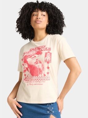 Women’s Official Post Malone Graphic Crewneck Tee in Cream with Red Graphic